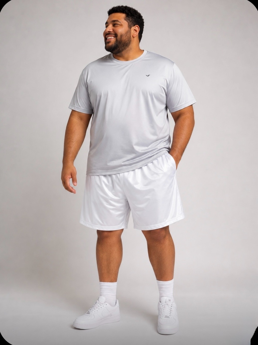 Men's Stretch Performance activewear pull on shorts in light gray color 5xl